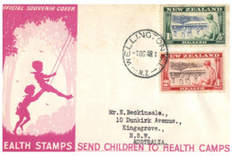 (Q 19) New Zealand Cover - Posted To Australia (1948) Health Stamps - Cartas & Documentos