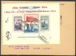 SPAIN - BURGOS: Sc.97A, 1938 Souvenir Sheet With "winged" Overprint In Blue And "VISA ESPAÑA - CORREO AÉREO" In Red, Fra - Other & Unclassified