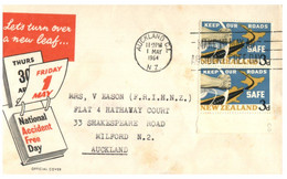 (Q 19) New Zealand Cover - Posted To Auckland (1964) Road Safety - Cartas & Documentos