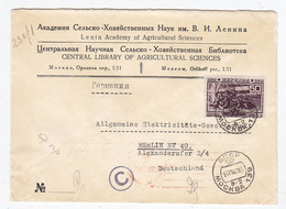 Russland Brief Mit EF Von Der Lenin Akademie Moskau Nach Berlin Und Deutsche Zensur - Storia Postale