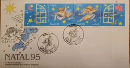 A) 1995, BRAZIL, CHRISTMAS, ANGELS, FDC, BRASILIA, ECT - Storia Postale