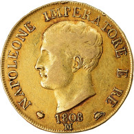 Monnaie, États Italiens, KINGDOM OF NAPOLEON, Napoleon I, 40 Lire, 1808, Milan - Napoleonische