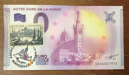 2015 BILLET 0 EURO SOUVENIR DPT 13 MARSEILLE NOTRE-DAME DE LA GARDE + TIMBRE ZERO EURO SCHEIN BANKNOTE PAPER MONEY - Essais Privés / Non-officiels