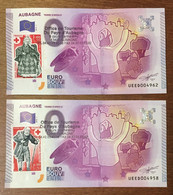 2015 2 BILLETS 0 EURO SOUVENIR DPT 13 AUBAGNE + TIMBRE ZERO 0 EURO SCHEIN BANKNOTE PAPER MONEY - Essais Privés / Non-officiels