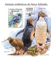 S. Tomé 2020, Philaexpo, Penguins, Kiwi,  BF IMPERFORATED - Kiwis