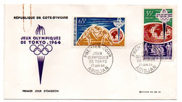 Côte D'Ivoire -- 1964 -- 1er Jour  " Jeux Olympiques De TOKYO ( 2 Valeurs ) "..cachet  ABIDJAN....à Saisir - Costa D'Avorio (1960-...)