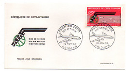 Côte D'Ivoire -- 1963 -- 1er Jour  " Air Afrique--Mice En Service DC8 (avion) "..cachet  ABIDJAN....à Saisir - Côte D'Ivoire (1960-...)