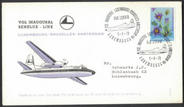 LA105   Lettre Premier Vol First Flight Cover Luxembourg Bruxelles Amsterdam Caravelle Luxair 1970 - Zonder Classificatie