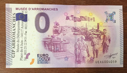 2015 BILLET 0 EURO SOUVENIR DPT 14 MUSÉE D'ARROMANCHES + TAMPON ZERO 0 EURO SCHEIN BANKNOTE PAPER MONEY - Essais Privés / Non-officiels