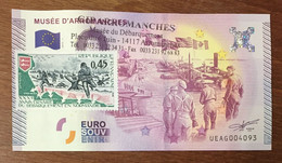 2015 BILLET 0 EURO SOUVENIR DPT 14 MUSÉE D'ARROMANCHES + TIMBRE ZERO 0 EURO SCHEIN BANKNOTE PAPER MONEY - Private Proofs / Unofficial