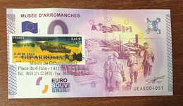 2015 BILLET 0 EURO SOUVENIR DPT 14 MUSÉE D'ARROMANCHES + TIMBRE ZERO 0 EURO SCHEIN BANKNOTE PAPER MONEY - Private Proofs / Unofficial