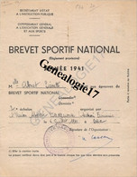 40 0129 DAX LANDES 1941 BRVET SPORTIF NATIONAL Au Nom De Melle ABNET PIERRETTE Spotive Dacquoise Signé CASEAU - Atletiek