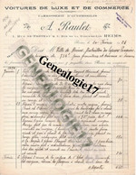 51 0147 REIMS Voiture De Luxe Et De Commerce A. RAULET 1 Rue Contray Et  1 Fleur De Lys 1924 Facture Sapeur Pompier - Pompiers