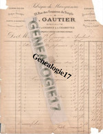 75 00736 PARIS Fabrique Etui Cigare Et  Cigarette B. GAUTIER 23 Fbg Du Temple (dechiree) Dest OUVRY 1906 - Documenten