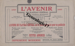 63 1021 CLERMONT FERRAND 19.. Buvard L AVENIR Journal Quotidien - Stationeries (flat Articles)