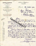 75 01460 PARIS 1920 Sté De Bourdon SAINT BEAUZIRE CHAPPES CHAGNAT Sucrerie Raffinerie Distillerie Dest GENESTIER - Agriculture