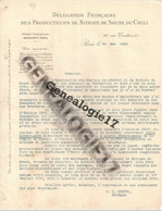 75 01596 PARIS 1913 Delegation Francaise Des Producteur De Nitrate De Soude Du CHILI 60 Rue Tailbout Signé L. TRUPEL - Agriculture