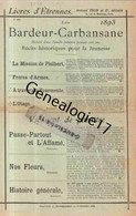 75 05492 PARIS 1893 Supplment LIVRES D' ETRENNES D' ARMAND COLIN - Les BARDEUR - CARBANSANE - Libros De Enseñanza