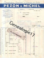 75 05493 PARIS 1956 Manufacture Articles De Peche PEZON Et  MICHEL 25 Notre Dame De Nazareth Usine à AMBOISE Et - Pesca