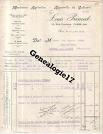 75 06085 PARIS 1922 Machines Agricoles LOUIS PRIMAT 19 Rue Pasteur - Appareil Laiterie -  à DIARD - Agriculture