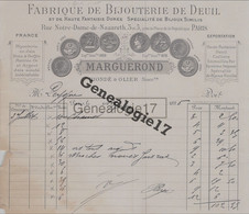 75 15393 PARIS SEINE 1895 Fabrique Bijouterie De Deuil MARGUEROND Succ RIONDE - OLIER Rue Notre Dame De Nazareth - 1800 – 1899