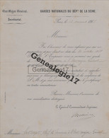 Delcampe - 75 14327 PARIS SEINE 1868 GARDE NATIONALE DU Dpt DE LA SEINE Nomination Chef Escadron LESTERPT Signe MEUNIER Etat Major - Documents