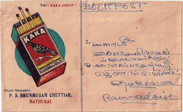 CROW BIRD MATCH BOX ADVERTISEMENT ON BAZAR COVER-TIED WITH 9ps ARCHAEOLOGY-WITH  SLOGAN-1952-SCARCE-FC2-101-30 - Brieven En Documenten