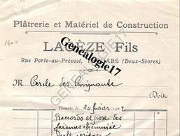 79 0291 THOUARS DEUX SEVRES 1922 Platrerie Et  Materiel Construction LAGEZE FILS Rue Porte Au Prevost - Agriculture