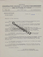 75 13264 PARIS HALLES 1957 Sté COOPERATIVE D ACHAT APPROVISIONNEMENT DES ELEVEURS DE PORCS Rue Mondetour  Signé CASSAN - Agriculture