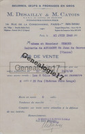 75 13265 PARIS HALLES 1949 Beurres Oeufs Fromages DESAILLY - CATOIS Rue Cossonnerie à LAITERIE REMOND - Agriculture
