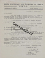 75 13281 PARIS HALLES 1957 UNION NATIONALE DES ELEVEURS DE PORCS UNEP U.N.E.P Rue Mondetour Signé MARCHAND Ingenieur - Agriculture