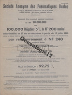 75 13703 PARIS SEINE 1939 -- Publicité ACTION OBLIGATION Pneumatiques DUNLOP Rue De Lisbonne - Cars