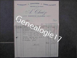 F 63 MARINGUES Plomberie Zinguerie Ferblanterie A CHAIZE 1936 Dest Mr JEFFARD - Agriculture