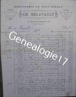 F 58 NEVERS Menuiserie CH DELAVAULT 11 Rue Saint Genest Dest RENAULT Siccites Bancs Et Causeuses 1892 - Agriculture