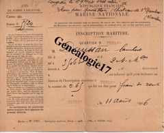 Delcampe - 83 0050 TOULON Et  LIOUX ROUSSILLON 1906 MARINE NATIONALE Congedie Mr DAUSSAN LAMBERT Chateau Saint Rambert Vaucluse - Schiffe
