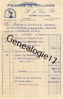 96 2412 PAYS BAS HOLLANDE HOLLAND HOORN 1929 Fromagerie H. DE VRIES R.z Framages A ARNAUD Epicier BLAYE - Pays-Bas