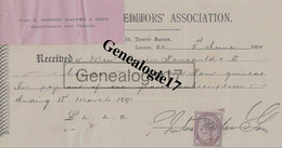 96 2136 ANGLETERRE ENGLAND LONDON LONDRES 1890 WINE TRADE CREDITORS' ASSOCIATION - Royaume-Uni