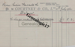 96 2108 ANGLETERRE ENGLAND LONDON LONDRES  1930 Ets COURTNEY AND Co LTD Trinity Bonded Vaults - Ver. Königreich