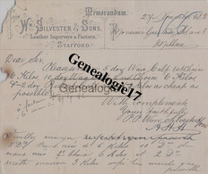 96 1601 ANGLETERRE ENGLAND STAFFORD 1882 Leather Importers Factors W.m SILVESTER And Sons A Solanet - Ver. Königreich