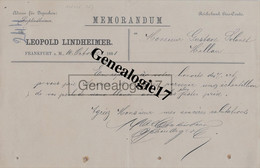 96 1589 ALLEMAGNE DEUTSCHLAND FRANKFURT 1881 LEOPOLD LINDHEIMER A GUSTAVE SOLANET De MILLAU - 1800 – 1899