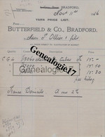 96 1567 ROYAUME UNI ANGLETERRE BRADFORD 1916 Yarn Price List BUTTERFIELD AND CO - United Kingdom