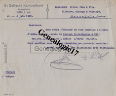 96 1533 SUISSE WIL SAINT GALL 1922 ST GALLISCHE KANTONALBANK  Compte COUVENT SAINTE CATHERINE Religion - Suisse