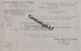 96 1503 LUXEMBOURG 1927 BANQUE GENERALE DU LUXEMBOURG Athus Bastogne Etalle Habay La Neuve Halanzy - Luxemburgo