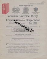 96 1480 ANGLETERRE ROYAUME UNI ENGLAND LONDRES LONDON 1916 ANNUAIRE KELLY'S DIRECTORIES LTD à OLLIER - Regno Unito