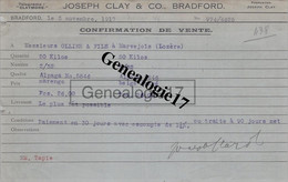 96 1472 ANGLETERRE ROYAUME UNI BRADFORD 1917 Telegramme Telegram JOSEPH CLAY  à OLLIER - Royaume-Uni