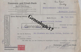 96 1461 ALLEMAGNE BERLIN HAMBURG 1926 COMMERZ UND PRIVAT BANK à ROUJON - 1900 – 1949