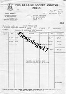 96 1405 SUISSE Schweizer Swiss ZURICH 1935 Fils De Laine SOCIETE ANONYME Agent ERNEST STEHLIN  à BARNASSON De ROMANS 26 - Suisse