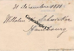 96 1073 ALLEMAGNE DEUTSCHLAND HAMBURG HAMBOURG 1888 Import Export WILHELM H. SCHWIECKER 37 Neurwall - 1800 – 1899