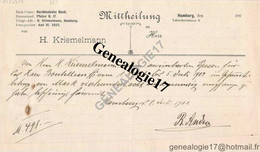 96 1059 ALLEMAGNE DEUTSCHLAND HAMBURG HAMBOURG 1902  Ets H. KRIEMELMANN Lubeckerstrasse - 1900 – 1949