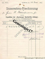 96 1058 ALLEMAGNE DEUTSCHLAND HAMBURG HAMBOURG 1902 INSERATEN RECHNUNG HAMBURGER GASTWIRTHS ZELTUNG - 1900 – 1949